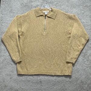 Banana Republic Sweater Men's Large Beige Dad 1/4 Zip Long Sleeves Pullover